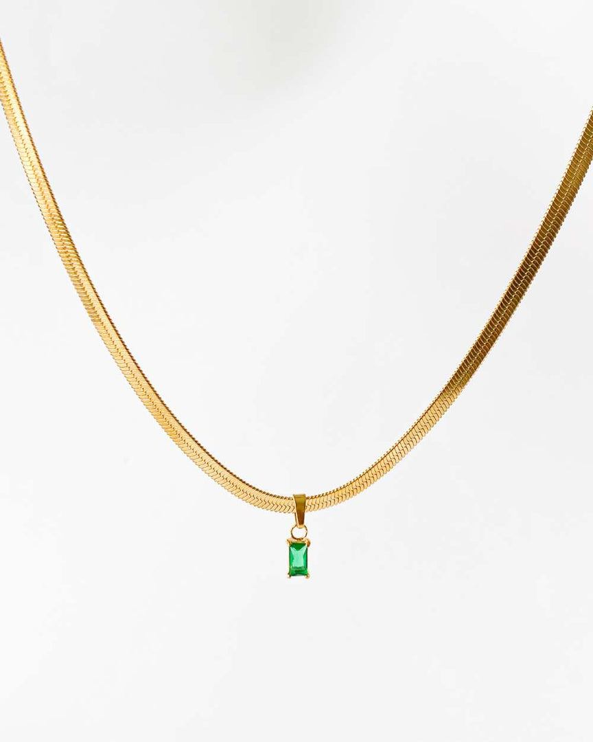 Nala [vert] - ensemble serpentin au pendentif en diamant